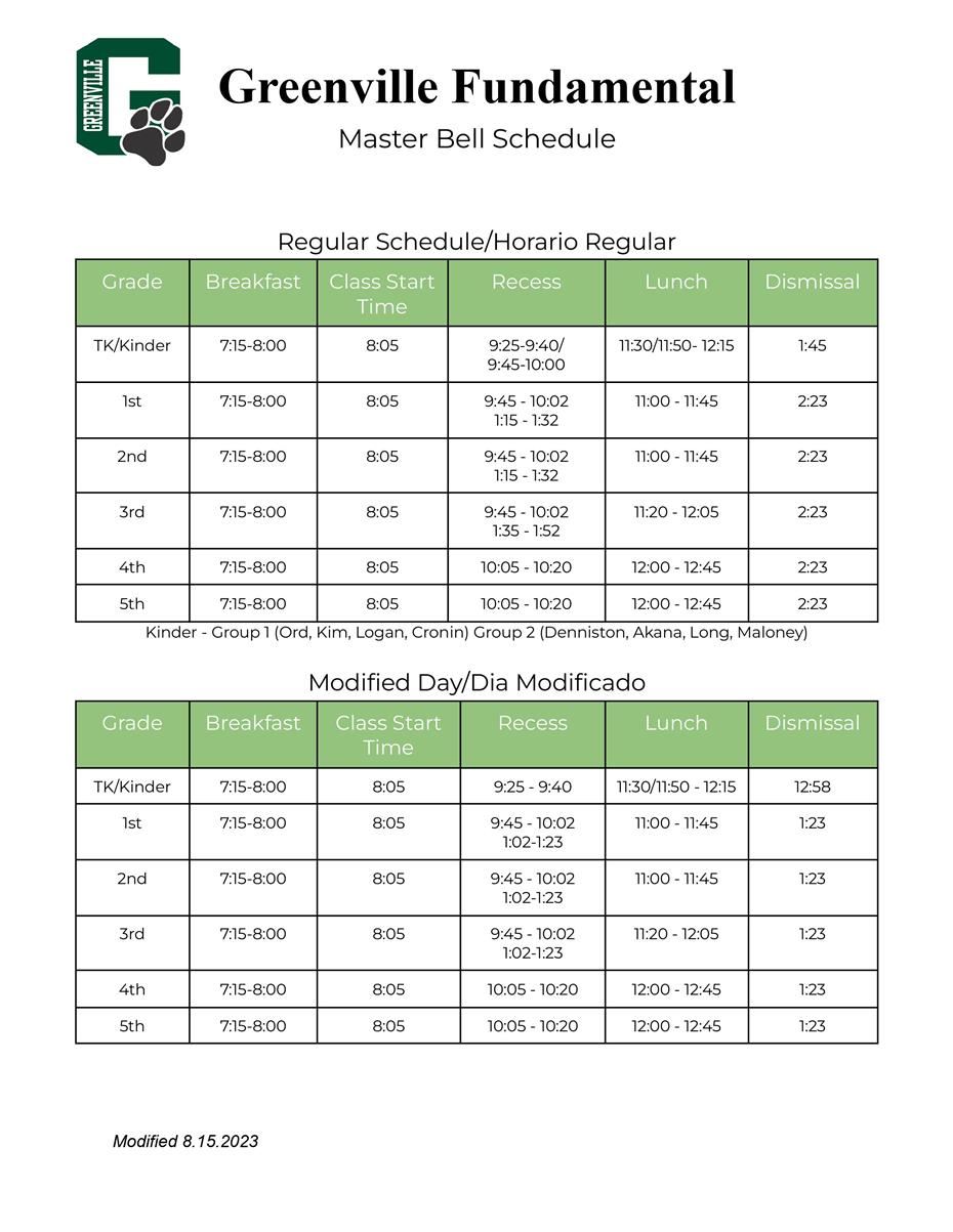 Bell Schedule